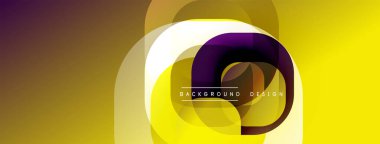 Soyut sarı arkaplan. Üst üste binen daireler dinamik görsel efekt yaratır. Modern tasarım elementleri pürüzsüz eğimler sunar.