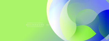 Soyut arkaplan özellikleri üst üste binen şeffaf çemberler. Renkler yeşilden maviye geçiyor. Minimalist tasarım, modern estetik.