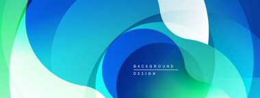 Soyut sıvı şekiller, mavi, yeşil renkler harmanlanır. Modern tasarım, pürüzsüz eğimler dinamik kompozisyon yaratır. Minimalist estetik.