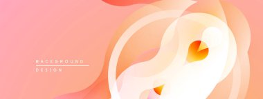 Soyut akışkan şekiller, yumuşak eğimler. Şeftali, turuncu, beyaz renkler modern tasarım yaratır. Dijital projeler için minimalist arkaplan.