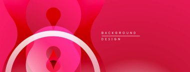 Soyut pembe tasarım. Üst üste binen daireler dinamik görsel efekt yaratır. Dereceli gölgeler derinlik ekler, modern estetik.