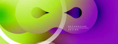 Soyut sıvı şekilleri, canlı gradyanlar. Yeşil, mor renkler düzgün bir şekilde harmanlanır. Arka planlar için modern tasarım ögesi.