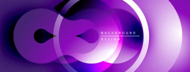 Soyut mor tasarım, üst üste binen daireler, gradyanlar. Modern, akışkan şekiller dinamik görsel efektler yaratır. Minimalist stil.