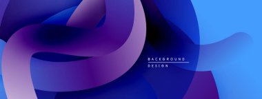 Soyut sıvı şekilleri, canlı maviler, morlar dinamik bir zemin oluşturur. Modern tasarım, pürüzsüz eğimler görsel ilgi sunar.