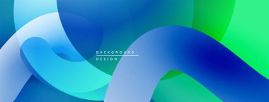 Soyut sıvı şekilleri, canlı maviler, yeşiller dinamik arkaplan oluşturur. Yumuşak eğimler hareketi, modern tasarım estetiği önerir.