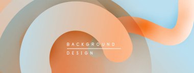 Soyut katmanlar akışkan şekiller yaratır. Sıcak turuncu karışımlar ve serin mavi renkler. Arkaplan, pankart ve sunumlar için minimalist tasarım.