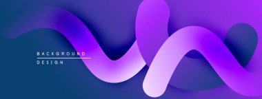 Soyut akışkan şekiller, canlı mor renkler, pürüzsüz gradyanlar dinamik arkaplan tasarımı yaratır. Modern estetik.