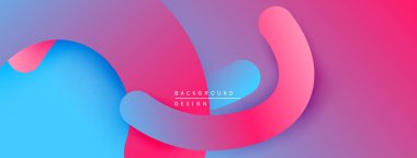 Soyut sıvı şekiller, canlı pembeler, maviler modern arka plan yaratır. Yumuşak eğim, dinamik bileşim. Minimalist tasarım ögesi.