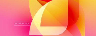 Soyut geometrik şekiller örtüşür, canlı bir değişim etkisi yaratır. Sıcak renkler tasarıma hükmediyor, enerji ve modernite öneriyor.