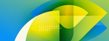 Soyut geometrik şekiller canlı renkleri harmanlarlar. Yumuşak gradyanlar dinamik görsel akış yaratır, modern tasarım ögesi.