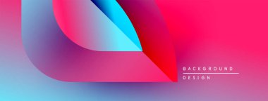 Soyut, enerjik bir arkaplan. Üst üste binen şekiller dinamik renk değişimleri yaratır. Pembeler, maviler, morlar. Modern tasarım ögesi.