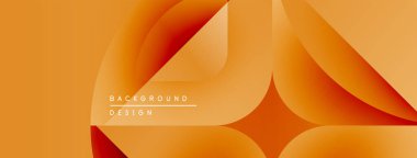 Soyut turuncu arka plan. Üst üste binen şekiller dinamik görsel akış yaratır. Sancaklar ve sunumlar için modern tasarım uygun.