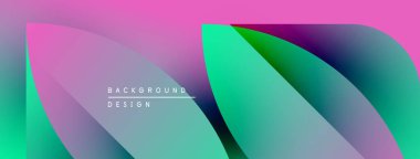 Soyut gradyanlar harmanlanarak akışkan şekiller yaratır. Pembe, yeşil, mor renkler tasarımda baskın. Metin arka plan tasarımı okur. Minimalist estetik.