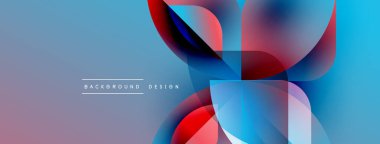 Soyut sıvı şekilleri örtüşür ve canlı renk değişimleri yaratır. Mavi, kırmızı, mor renkler tasarımda baskın. Modern estetik.