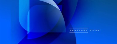 Soyut mavi katmanlar dinamik görsel akış yaratır. Düz gradyanlar, modern tasarım elementleri, temiz estetik. Arkaplan teknoloji ve yenilik öneriyor.