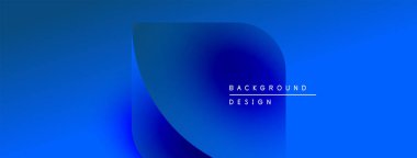 Soyut mavi eğimli arkaplan. Yumuşak şekiller üst üste binerek modern tasarım elementleri oluşturur. Metin arka plan tasarımı okur. Minimalist estetik.