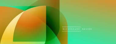 Soyut gradyanlar harmanlanır ve dinamik şekiller yaratır. Yeşil, turuncu, sarı renkler kompozisyona hakim. Minimalist metin mevcut.