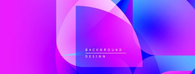 Soyut, enerjik bir arkaplan. Üst üste binen şekiller dinamik renk değişimleri yaratır. Modern tasarım elementleri akıcılık ve enerji öneriyor.