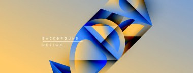 Soyut geometrik şekiller örtüşür, dinamik görsel efekt yaratır. Gradyan renkler düzgün bir şekilde harmanlanarak modern arkaplan tasarımı oluşturur.