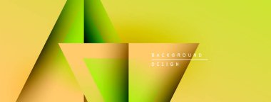 Soyut geometrik şekiller, sarı gradyanlar, modern tasarım. Katmanlı üçgenli minimalist kompozisyon, canlı renkler.