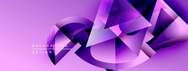 Soyut mor tasarım geometrik şekiller, gradyanlar içerir. Dijital projeler ve sunumlar için modern arkaplan ideali.