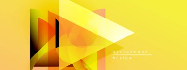 Soyut geometrik tasarım. Sarı gradyanlar üst üste binen şekiller oluşturarak dinamik görsel doku oluştururlar. Sunumlar için modern arkaplan.
