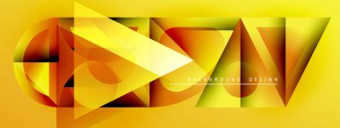 Soyut geometrik şekiller, canlı sarı, turuncu renkler. Modern tasarım, dinamik çizgiler, gradyanlar, metin elementleri. Dijital projeler için uygun arkaplan.
