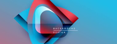 Soyut geometrik şekiller, canlı renkler, modern tasarım. Mavi, kırmızı, mor renkler dinamik görsel efekt yaratır. Metin arkaplan tasarımı okur.
