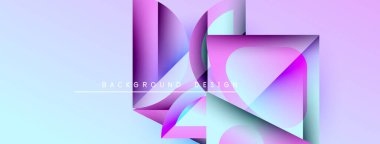 Soyut geometrik şekiller örtüşüyor, canlı mor ve pembe renkler yaratıyor. Arkaplan ve sunumlar için modern tasarım ögesi.