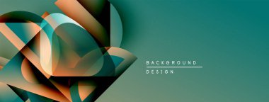 Soyut geometrik şekiller örtüşüyor, dinamik deniz mavisi ve turuncu renkler yaratıyor. Arkaplan ve afişler için modern tasarım ögesi.