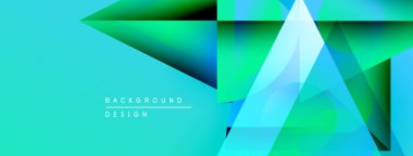 Soyut geometrik şekiller örtüşüyor, canlı turkuazlar yaratıyor, yeşil gradyanlar. Modern tasarım dijital sanat ve teknoloji odaklı.