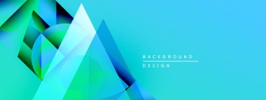 Soyut geometrik şekiller, canlı mavi tonlar, modern tasarım. Gradyan etkisi derinlik yaratır, temiz estetik. Mevcut en küçük metin.