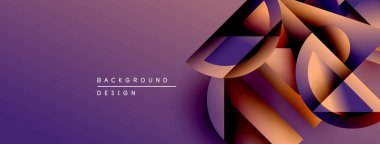 Soyut geometrik şekiller örtüşüyor, dinamik mor, kahverengi gradyanlar yaratıyor. Arkaplan ve sunumlar için modern tasarım ögesi.