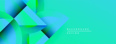 Soyut geometrik şekiller canlı turkuazları, yeşil renkleri harmanlarlar. Gradyan arka plan dinamik görsel efekt yaratır. Modern tasarım ögesi.