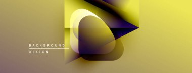 Soyut sarı eğimli arkaplan. Modern tasarım üst üste binen şekiller, kıvrımlar, koyu aksanlar içerir. Minimalist biçim, dijital projeler için uygun.