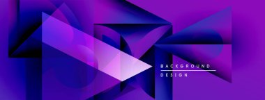 Soyut geometrik şekiller, canlı mor renkler, dinamik kompozisyon. Modern tasarım elementleri çarpıcı görsel etki yaratır.