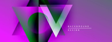 Soyut geometrik tasarım. Mor, yeşil renkler harmanlanmış. Modern tarz, canlı renkler dinamik görsel etki yaratır. Minimalist metin mevcut.