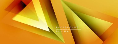 Soyut geometrik şekiller örtüşür, parlak sarı, turuncu ve yeşil renkler yaratır. Arkaplan ve sunumlar için modern tasarım ögesi.