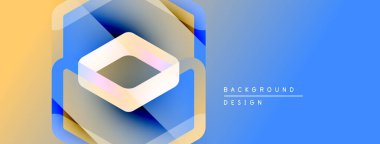 Soyut geometrik tasarım. Katmanlar, mavi ve altın rengi kullanarak derinlik yanılsaması yaratır. Projeler için modern arkaplan ögesi.