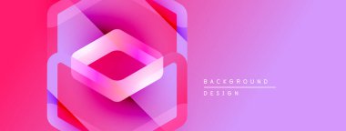 Soyut geometrik tasarım. Pembe, mor renkler katmanlı illüzyon yaratır. Dijital projeler için modern arkaplan.