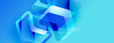 Soyut mavi tasarım, üst üste binen geometrik şekiller, gradyanlar, pürüzsüz geçişler. Dijital projeler için modern arkaplan.