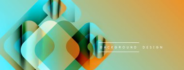 Soyut geometrik şekiller örtüşüyor, canlı renk eğimleri yaratıyor. Modern tasarım ögeleri dijital sanat veya afiş arka planını önerir.