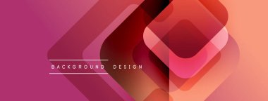 Soyut geometrik katmanlar canlı gradyan arkaplan oluşturur. Üst üste binen kareler derinlik ve modern tasarım estetiğini gösteriyor..