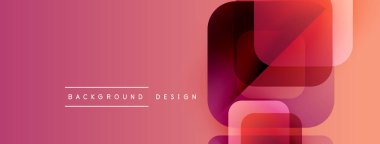 Soyut geometrik şekiller örtüşür, canlı bir değişim etkisi yaratır. Pembe, kırmızı, turuncu renkler tasarımda baskın. Minimalist stil.