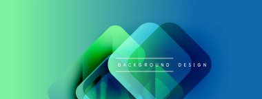 Soyut gradyan şekiller çakışıyor. Mavi, yeşil renkler kompozisyona hakim. Metin, arkaplan tasarımının merkezde konumlandığını okuyor. Modern estetik.