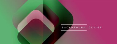 Soyut geometrik şekiller çakışıyor. Renkler karışıyor, modern tasarım yaratıyor. Pembe, yeşil, kestane rengi kompozisyona hakim..