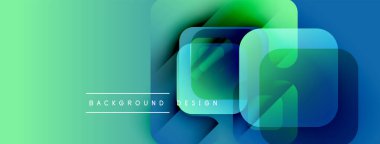 Soyut geometrik tasarım. Üst üste binen kareler canlı bir değişim etkisi yaratır. Dijital projeler için modern arkaplan.