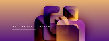 Soyut gradyan şekiller çakışıyor, dinamik görsel etki yaratıyor. Mor, turuncu renkler kompozisyona hakim. Metin arkaplan tasarımı okur.