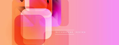 Soyut geometrik şekiller çakışıyor. Canlı pembeler, portakallar modern tasarım yaratır. Yumuşak eğimler derinlik ve doku ekler. Mevcut en küçük metin.