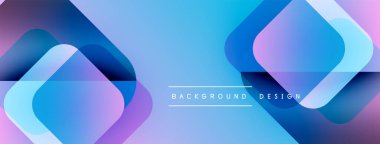 Soyut geometrik şekiller örtüşüyor, parlak mavi ve mor renkler yaratıyor. Arkaplan ve sunumlar için uygun modern tasarım.